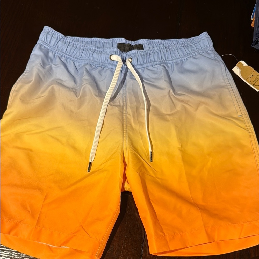 Saks Fifth Avenue Blue and Orange Swim Trunks